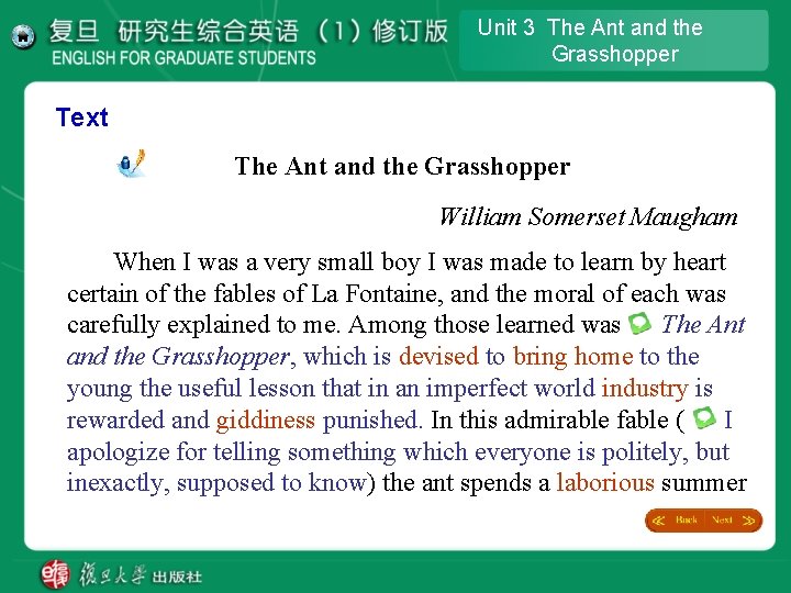 Unit 3 The Ant and the Grasshopper Text The Ant and the Grasshopper William Unit 3 The Ant and the Grasshopper Text The Ant and the Grasshopper William