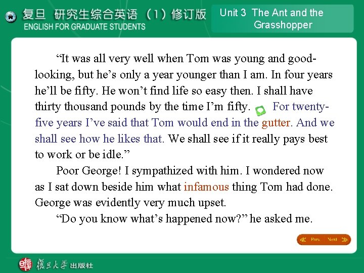 Unit 3 The Ant and the Grasshopper “It was all very well when Tom Unit 3 The Ant and the Grasshopper “It was all very well when Tom