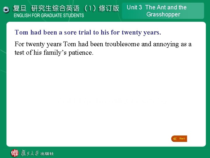Unit 3 The Ant and the Grasshopper Tom had been a sore trial to Unit 3 The Ant and the Grasshopper Tom had been a sore trial to