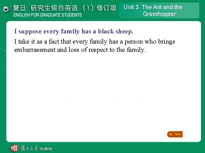Unit 3 The Ant and the Grasshopper I suppose every family has a black Unit 3 The Ant and the Grasshopper I suppose every family has a black