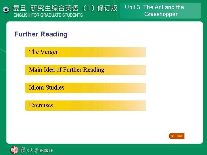 Unit 3 The Ant and the Grasshopper Further Reading The Verger Main Idea of Unit 3 The Ant and the Grasshopper Further Reading The Verger Main Idea of