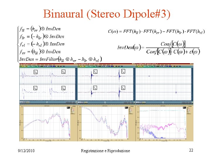 Binaural (Stereo Dipole#3) hll hrl fll frl hlr hrr flr frr 9/12/2010 Registrazione e
