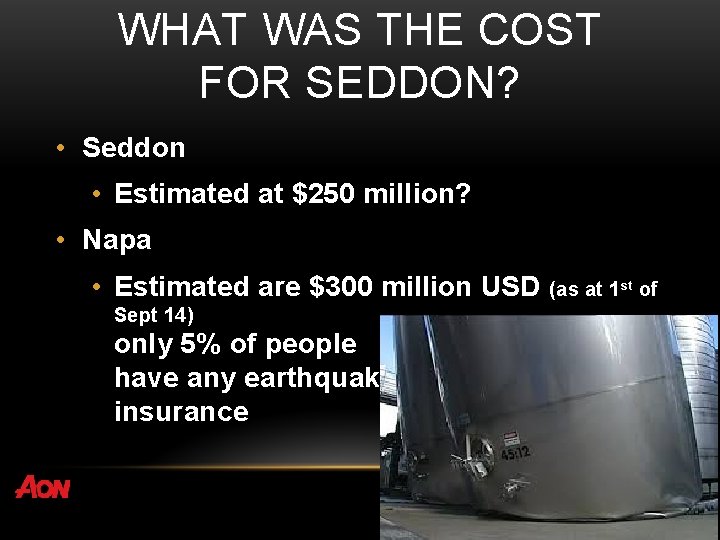 WHAT WAS THE COST FOR SEDDON? • Seddon • Estimated at $250 million? •