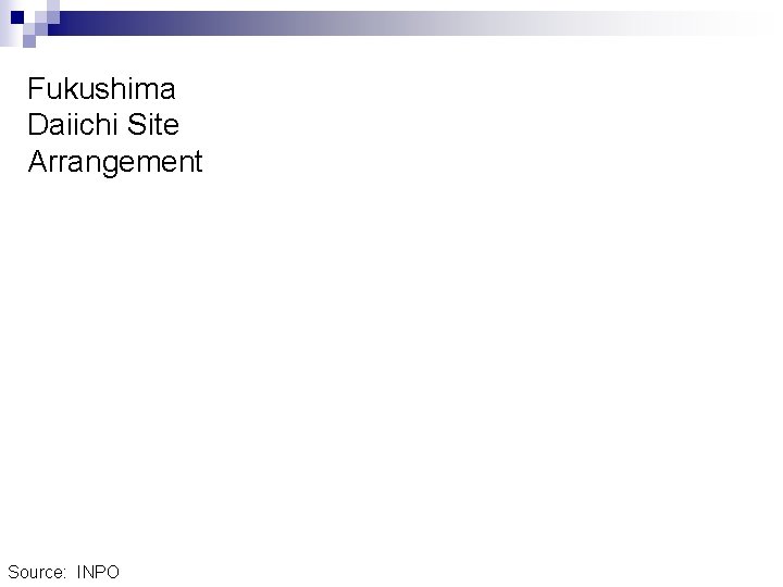 Fukushima Daiichi Site Arrangement Source: INPO 