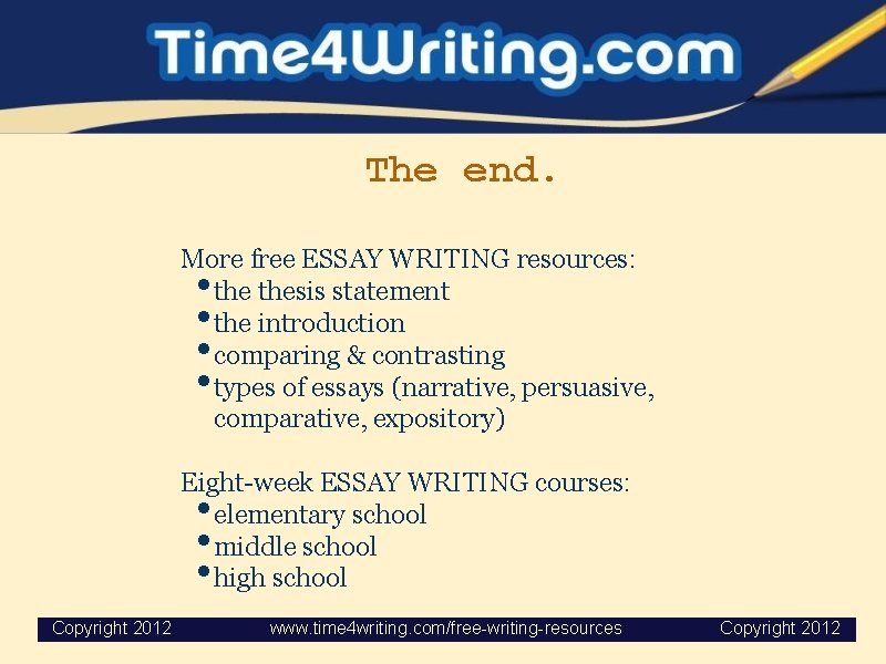 The end. More free ESSAY WRITING resources: thesis statement the introduction comparing & contrasting The end. More free ESSAY WRITING resources: thesis statement the introduction comparing & contrasting