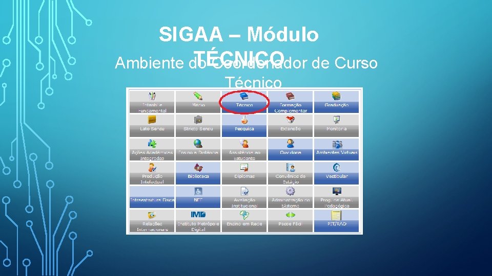 SIGAA – Módulo TÉCNICO Ambiente do Coordenador de Curso Técnico 