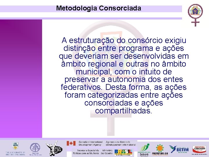 Metodologia Consorciada A estruturação do consórcio exigiu distinção entre programa e ações que deveriam