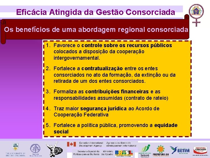 Eficácia Atingida da Gestão Consorciada Os benefícios de uma abordagem regional consorciada 1. Favorece