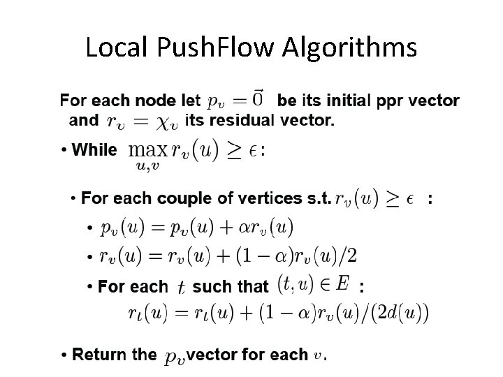 Local Push. Flow Algorithms 