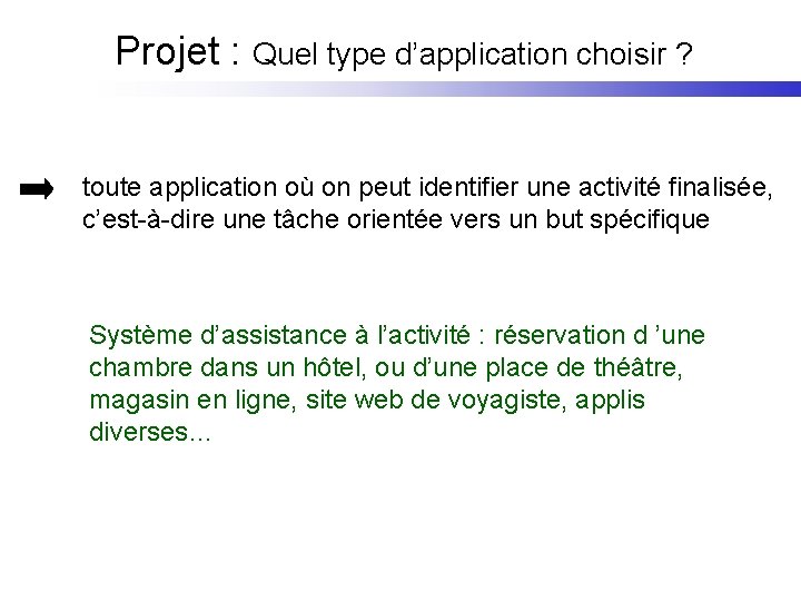 Projet : Quel type d’application choisir ? toute application où on peut identifier une