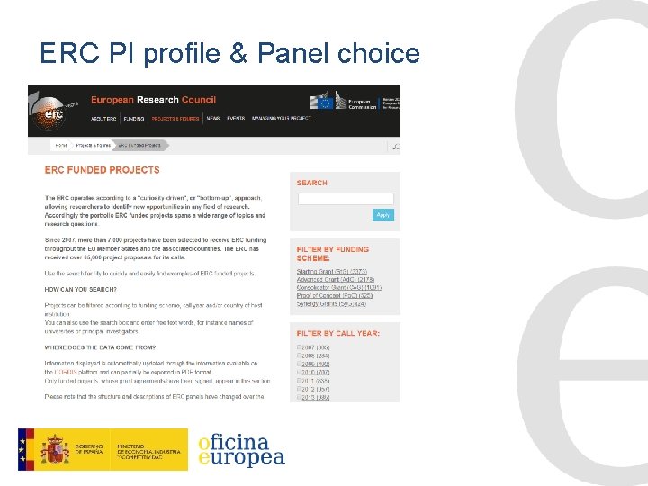 ERC PI profile & Panel choice 