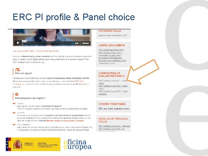 ERC PI profile & Panel choice 