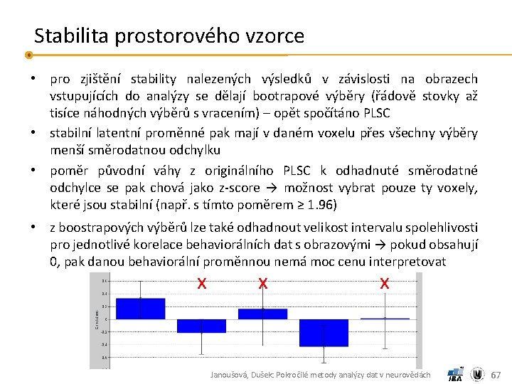 Stabilita prostorového vzorce • pro zjištění stability nalezených výsledků v závislosti na obrazech vstupujících