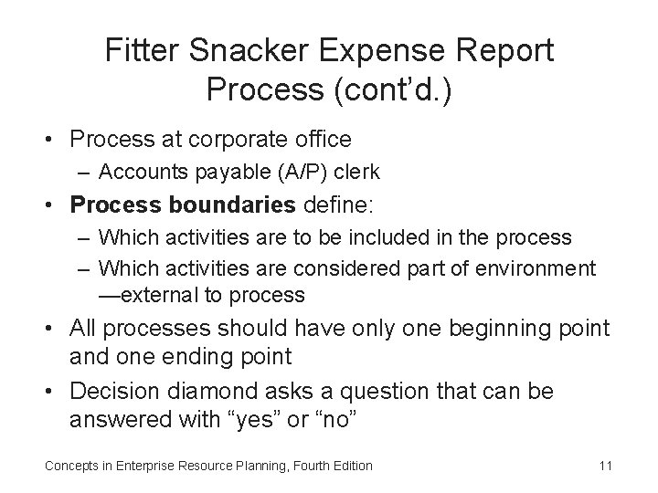 Fitter Snacker Expense Report Process (cont’d. ) • Process at corporate office – Accounts