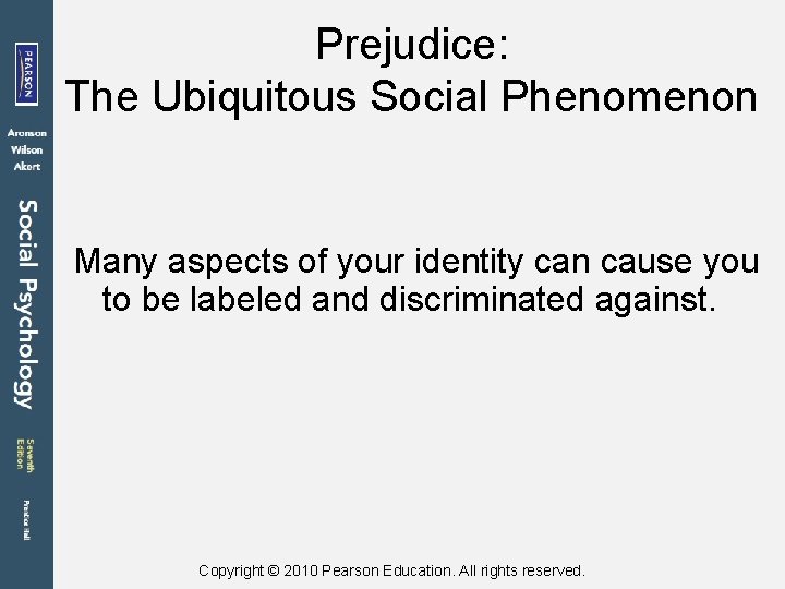 Prejudice: The Ubiquitous Social Phenomenon Many aspects of your identity can cause you to