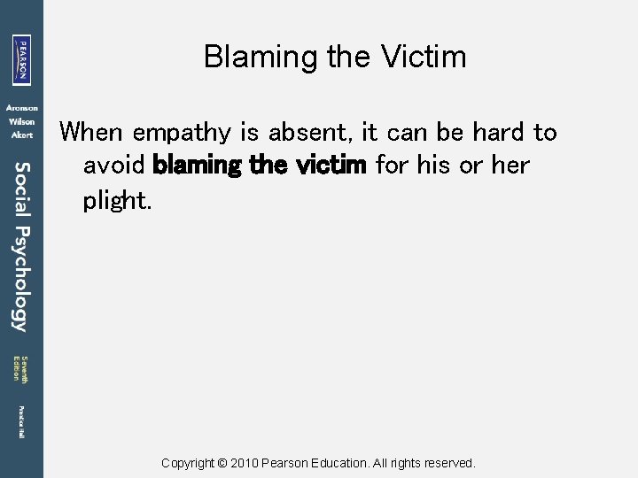 Blaming the Victim When empathy is absent, it can be hard to avoid blaming