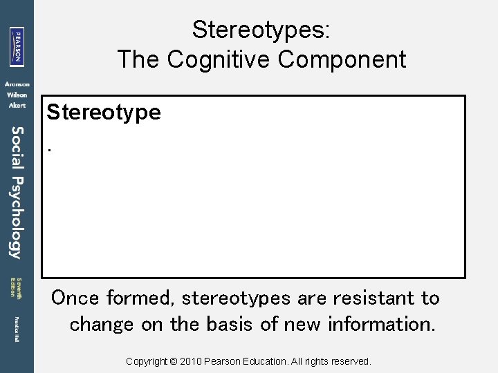 Stereotypes: The Cognitive Component Stereotype. Once formed, stereotypes are resistant to change on the