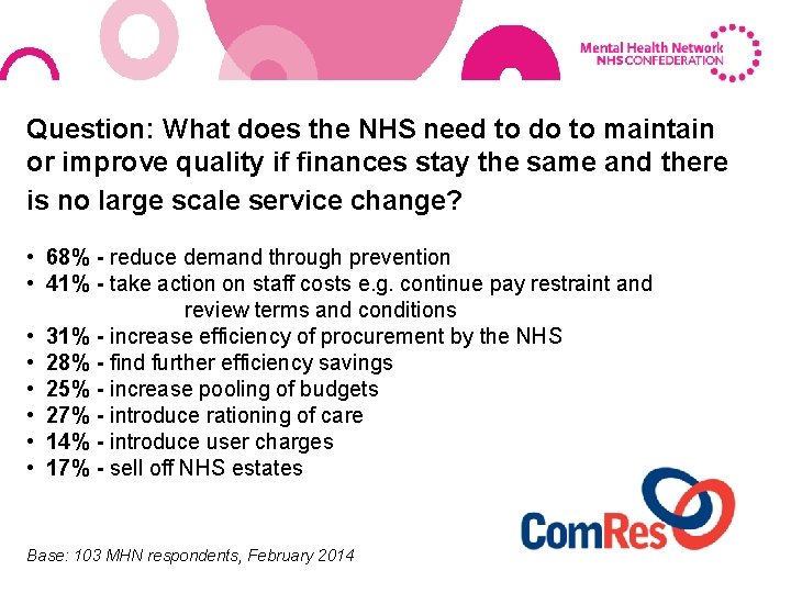 Question: What does the NHS need to do to maintain or improve quality if