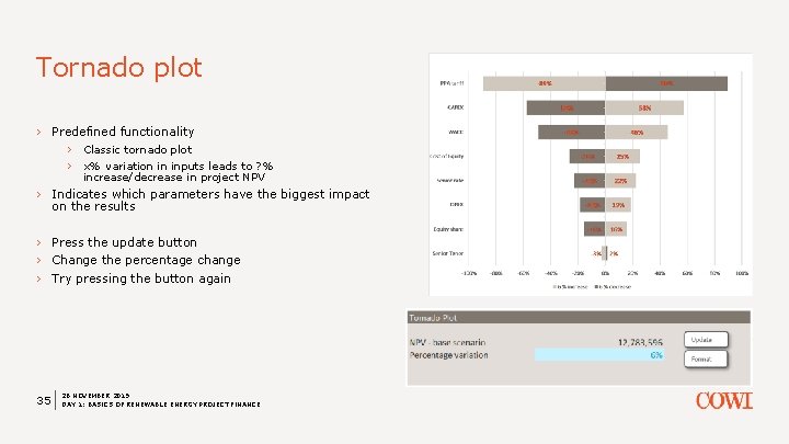 Tornado plot › Predefined functionality › Classic tornado plot › x% variation in inputs