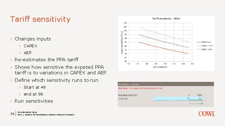 Tariff sensitivity › Changes inputs › CAPEX › AEP › Re-estimates the PPA tariff