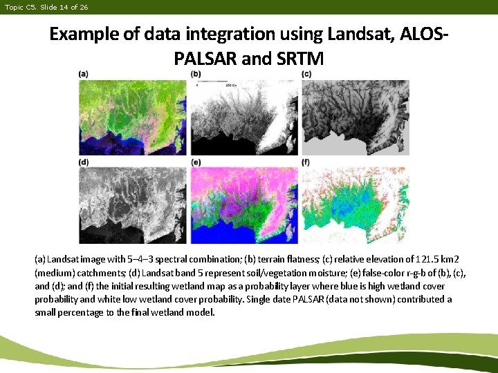 Topic C 5. Slide 14 of 26 Example of data integration using Landsat, ALOSPALSAR