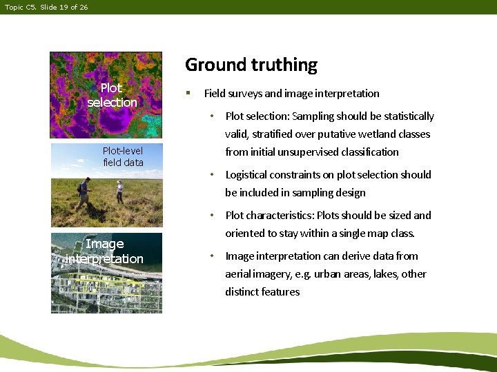 Topic C 5. Slide 19 of 26 Ground truthing Plot selection Plot-level field data