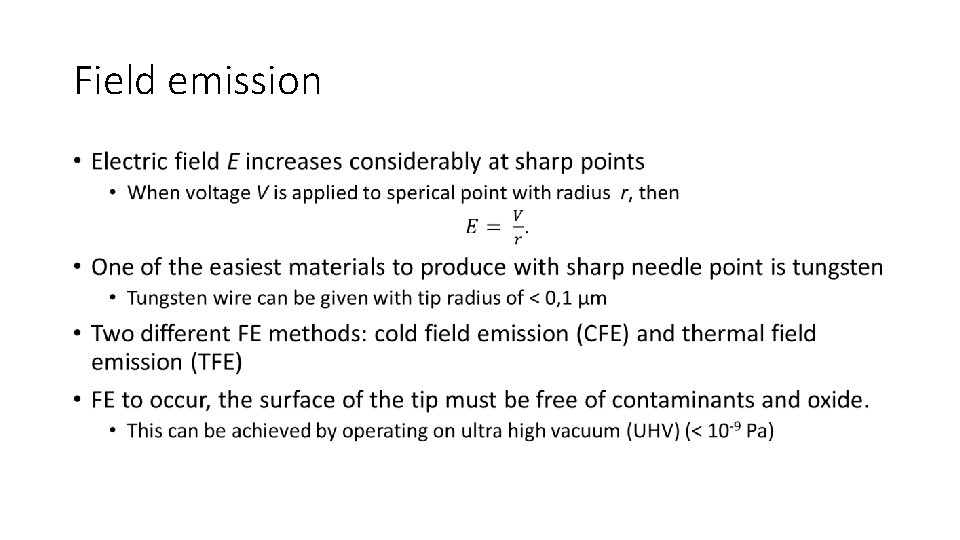 Field emission • 