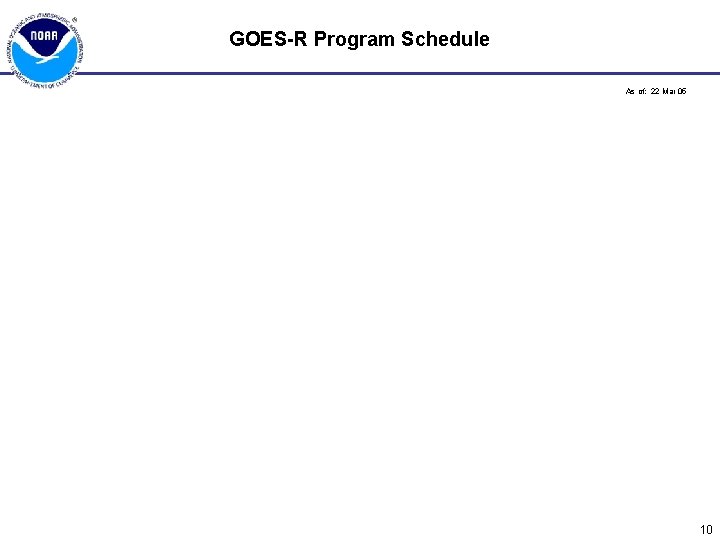 GOES-R Program Schedule As of: 22 Mar 05 10 