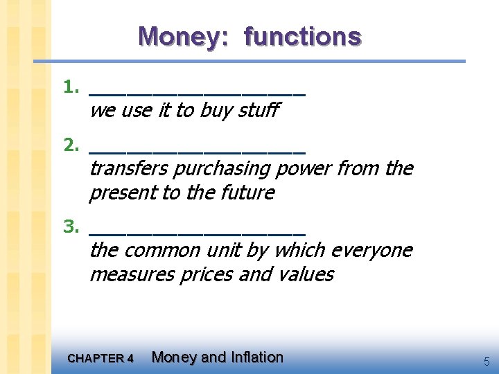 macro Topic 7 Money and Inflation chapter 4