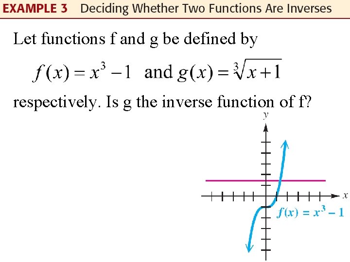 Let functions f and g be defined by respectively. Is g the inverse function