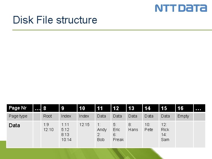 Disk File structure Page Nr … 8 9 10 11 12 13 14 15