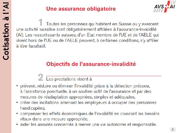 Cotisation à l’AI Cotisation à l’AI