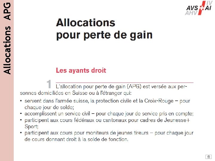 Allocations APG Allocations APG