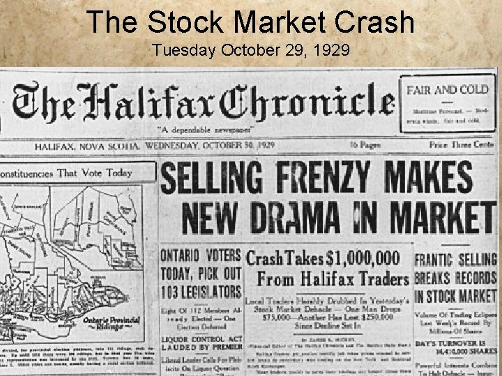 The Stock Market Crash Tuesday October 29, 1929 