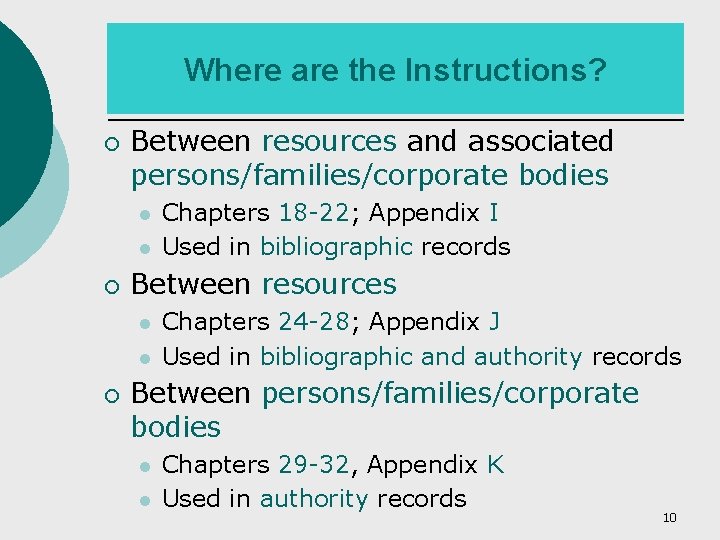 Where are the Instructions? ¡ Between resources and associated persons/families/corporate bodies ¡ Between resources