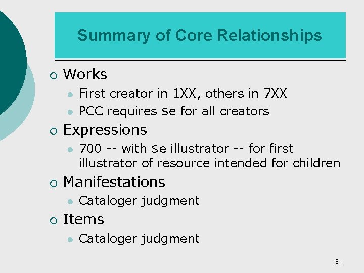 Summary of Core Relationships ¡ Works ¡ Expressions ¡ 700 -- with $e illustrator