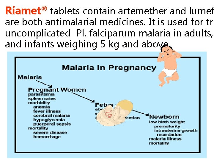 Riamet® tablets contain artemether and lumef are both antimalarial medicines. It is used for