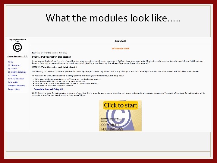 What the modules look like…. . 