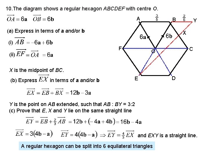 10. The diagram shows a regular hexagon ABCDEF with centre O. A B (a)