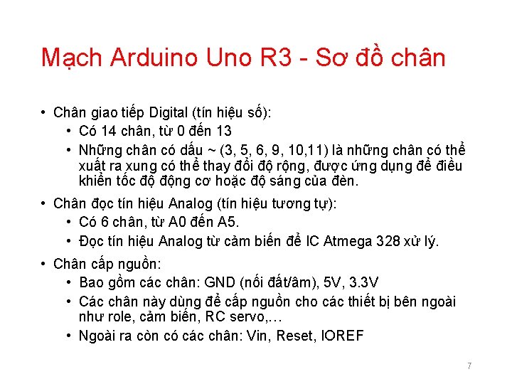 Mạch Arduino Uno R 3 - Sơ đồ chân • Chân giao tiếp Digital