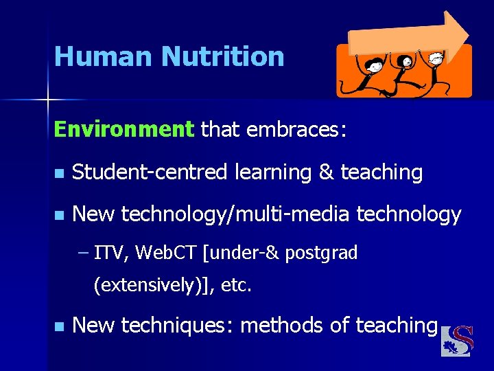 Human Nutrition Environment that embraces: n Student-centred learning & teaching n New technology/multi-media technology
