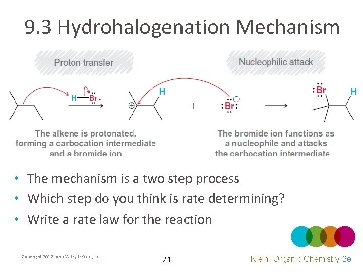 9. 3 Hydrohalogenation Mechanism • The mechanism is a two step process • Which