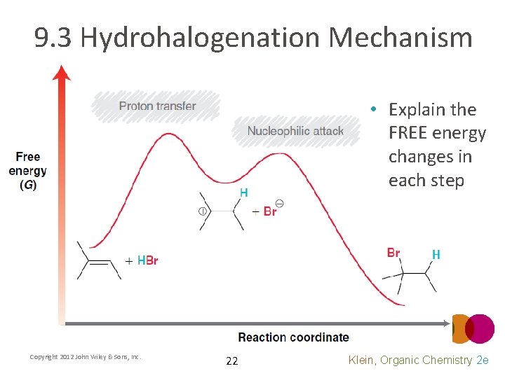 9. 3 Hydrohalogenation Mechanism • Explain the FREE energy changes in each step Copyright