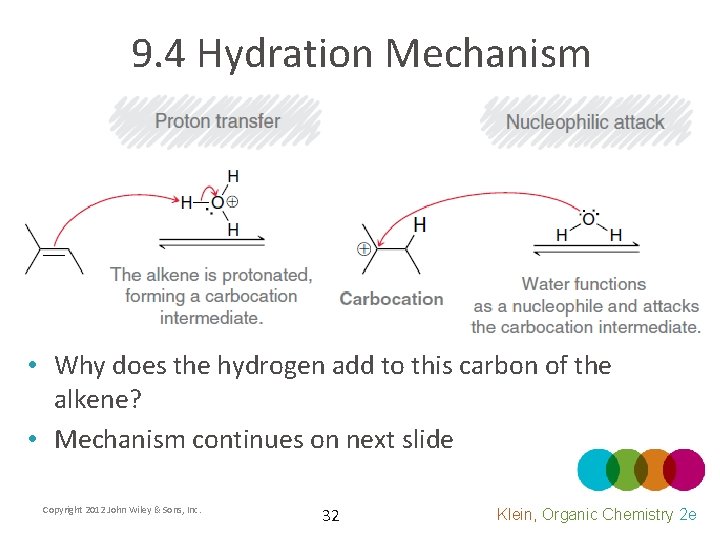 9. 4 Hydration Mechanism • Why does the hydrogen add to this carbon of