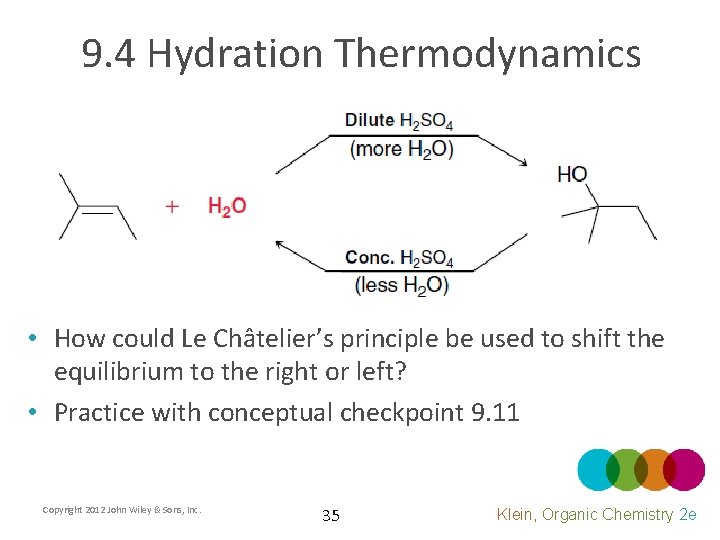 9. 4 Hydration Thermodynamics • How could Le Châtelier’s principle be used to shift