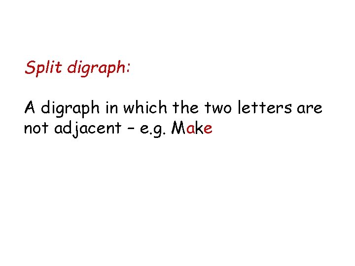 Split digraph: A digraph in which the two letters are not adjacent – e.