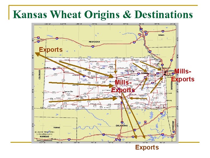 Kansas Wheat Origins & Destinations Exports Mills. Exports 
