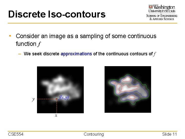 Discrete Iso-contours • Consider an image as a sampling of some continuous function f