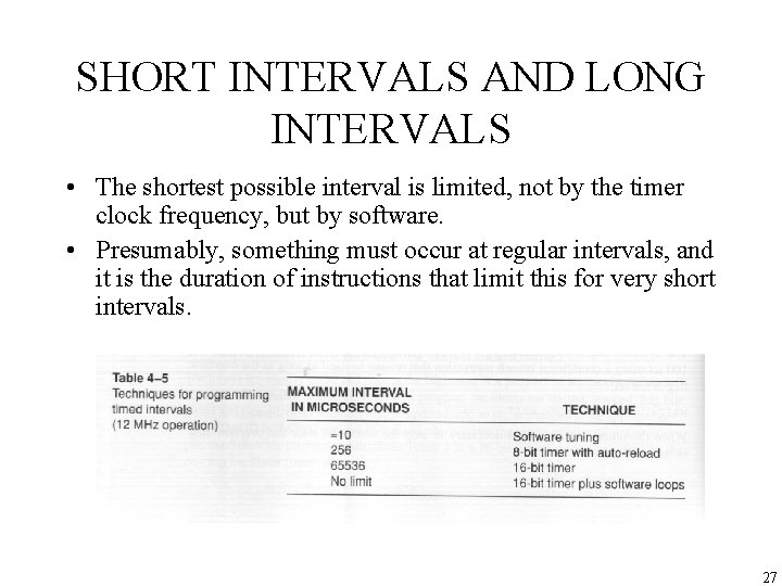 SHORT INTERVALS AND LONG INTERVALS • The shortest possible interval is limited, not by
