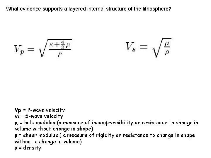 What evidence supports a layered internal structure of the lithosphere? Vp = P-wave velocity
